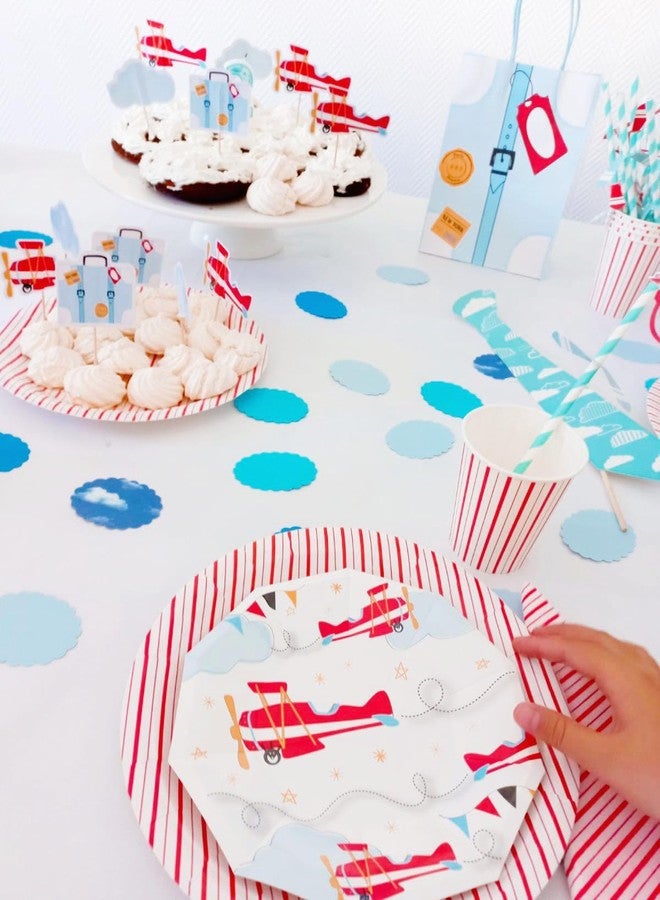 Pooka Red Stripes Party Paper Cups (9 oz - Set of 8) Striped Cups for Vintage Airplane Superheroes Pirate PicNic Cherry Strawberry Back to School Valentines Christmas Theme Birthday Parties - Image 5